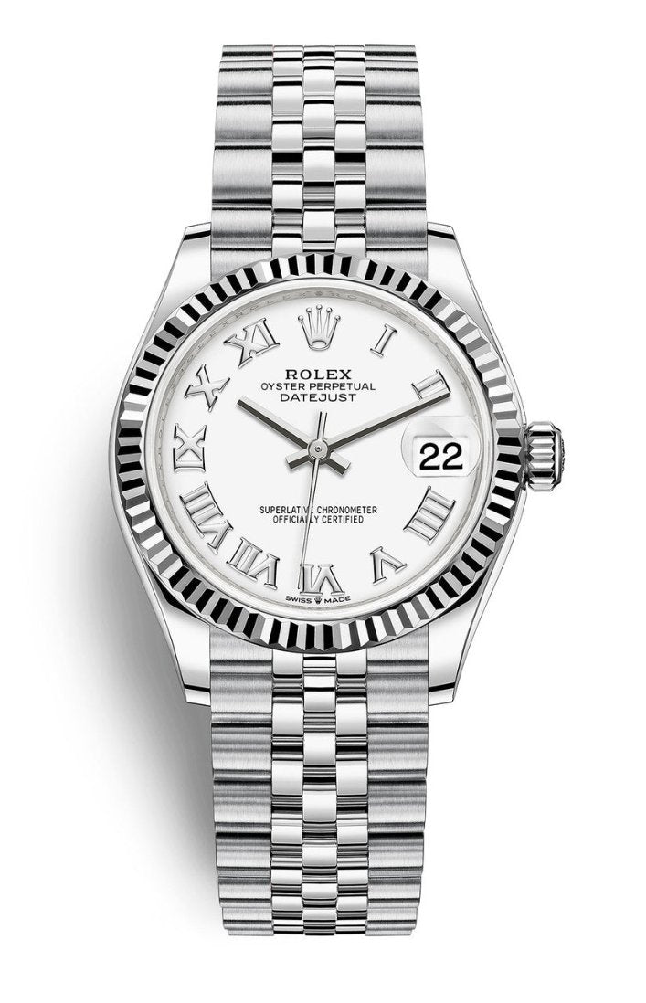 Rolex Lady Datejust 31mm White Roman Dial Fluted Bezel Jubilee Bracelet 278274 – New 2025