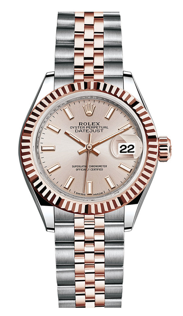 Rolex Lady Datejust 28mm Two-Tone Everose Rose Index Dial Jubilee - 279171 - New 2024