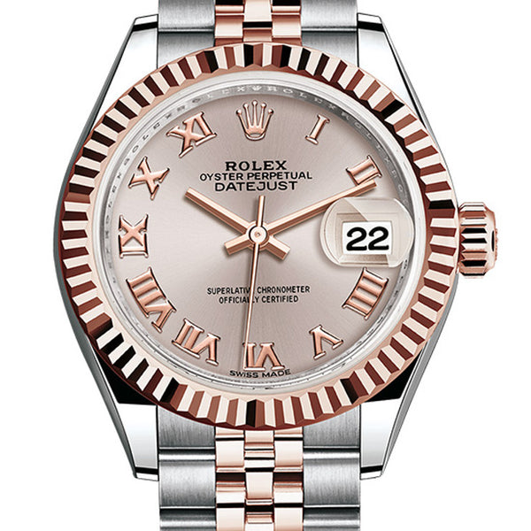Rolex Lady Datejust 28mm Two-Tone Everose Rose Roman Dial Jubilee
