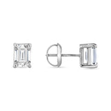 Emerald Cut Lab Grown Diamond Earrings - 4 Prong Screw Back Setting