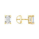 Emerald Cut Lab Grown Diamond Earrings - 4 Prong Screw Back Setting