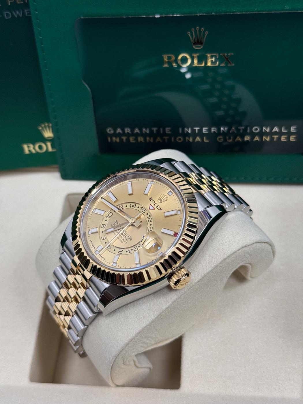 Rolex Sky-Dweller 42mm Two-Tone Yellow Gold Champagne Dial Jubilee Bra