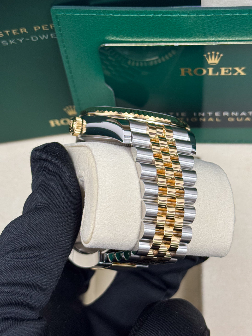 Rolex Sky-Dweller 42mm Two-Tone Yellow Gold Champagne Dial Jubilee Bra