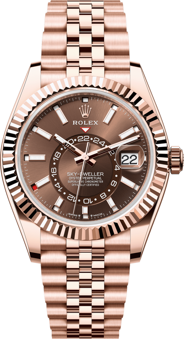 Rolex Sky-Dweller 42mm Rose Gold Chocolate Dial Jubilee - 336935  - New 2025