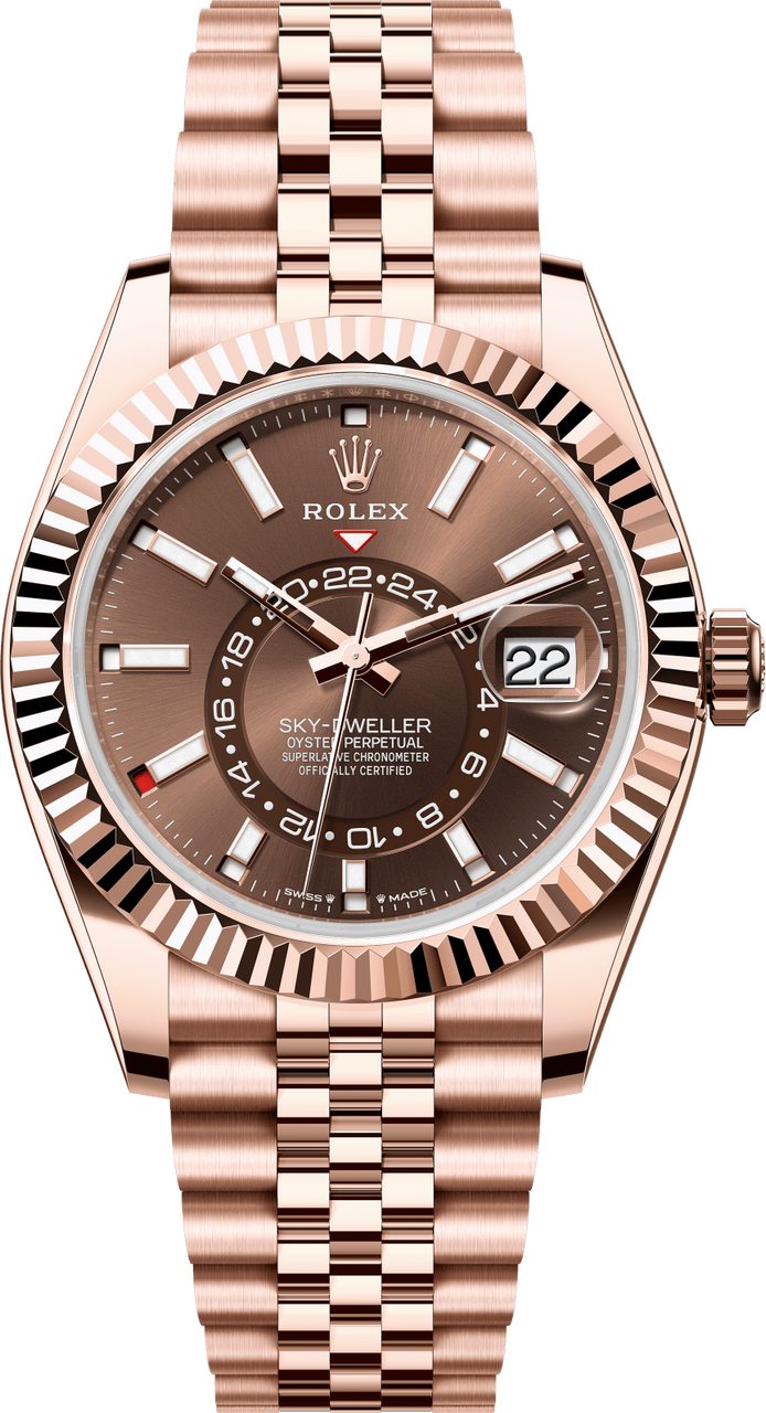 Rolex Sky-Dweller 42mm Rose Gold Chocolate Dial Jubilee - 336935  - New 2025