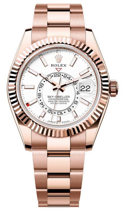 Rolex Sky-Dweller 18k Rose Gold 42mm White Dial - 336935