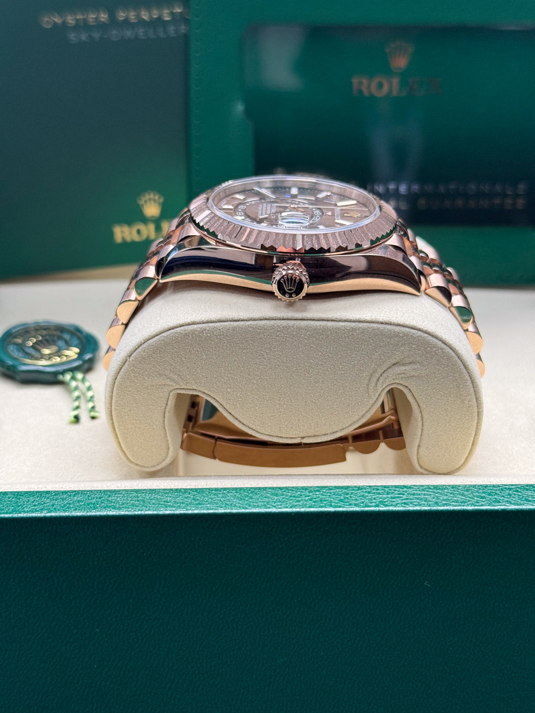 Rolex Sky-Dweller 42mm Rose Gold Chocolate Dial Jubilee Bracelet 33693
