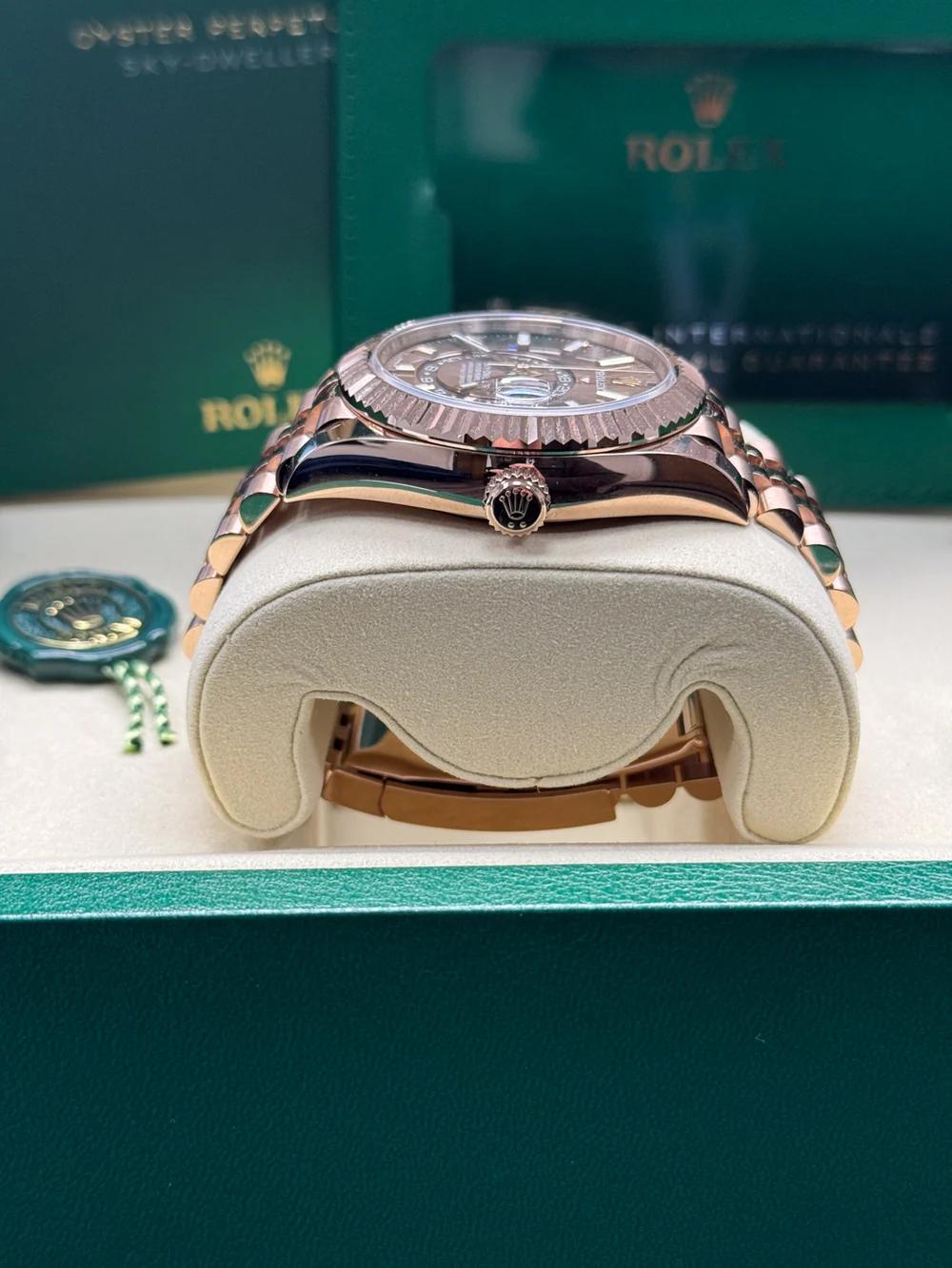 Rolex Sky-Dweller 42mm Rose Gold Chocolate Dial Jubilee Bracelet 336935