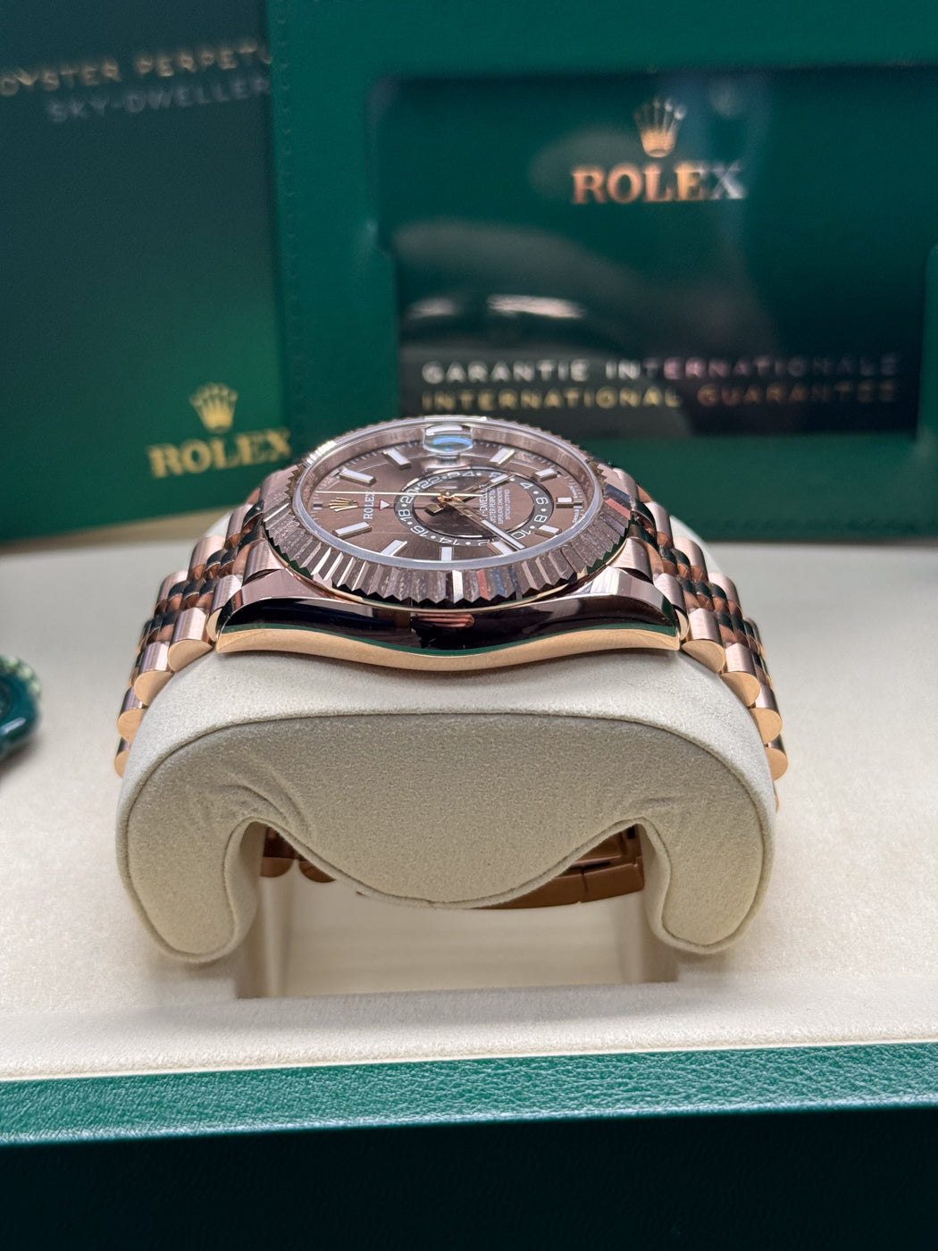 Rolex Sky-Dweller 42mm Rose Gold Chocolate Dial Jubilee Bracelet 33693