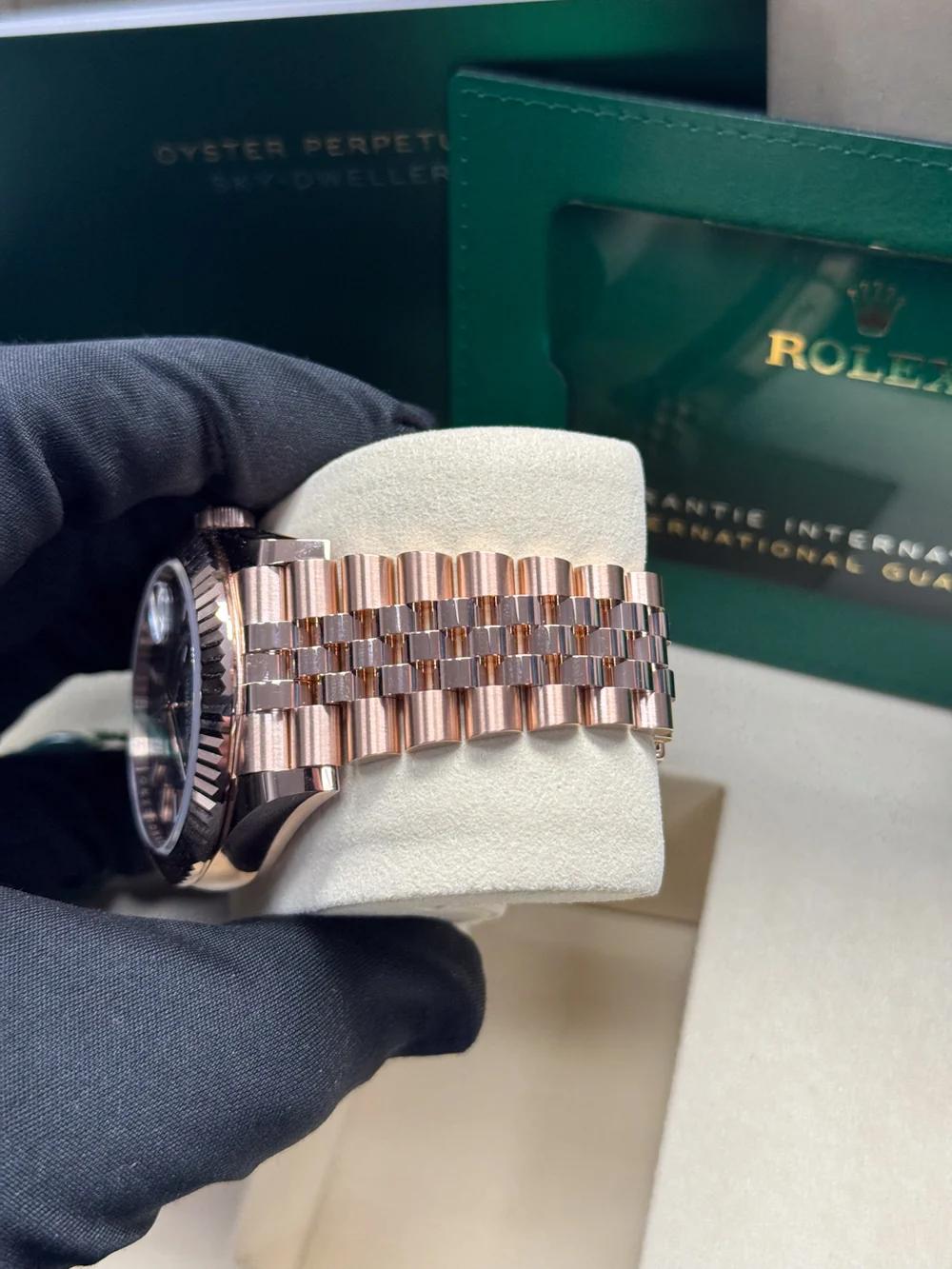 Rolex Sky-Dweller 42mm Rose Gold Chocolate Dial Jubilee Bracelet 336935