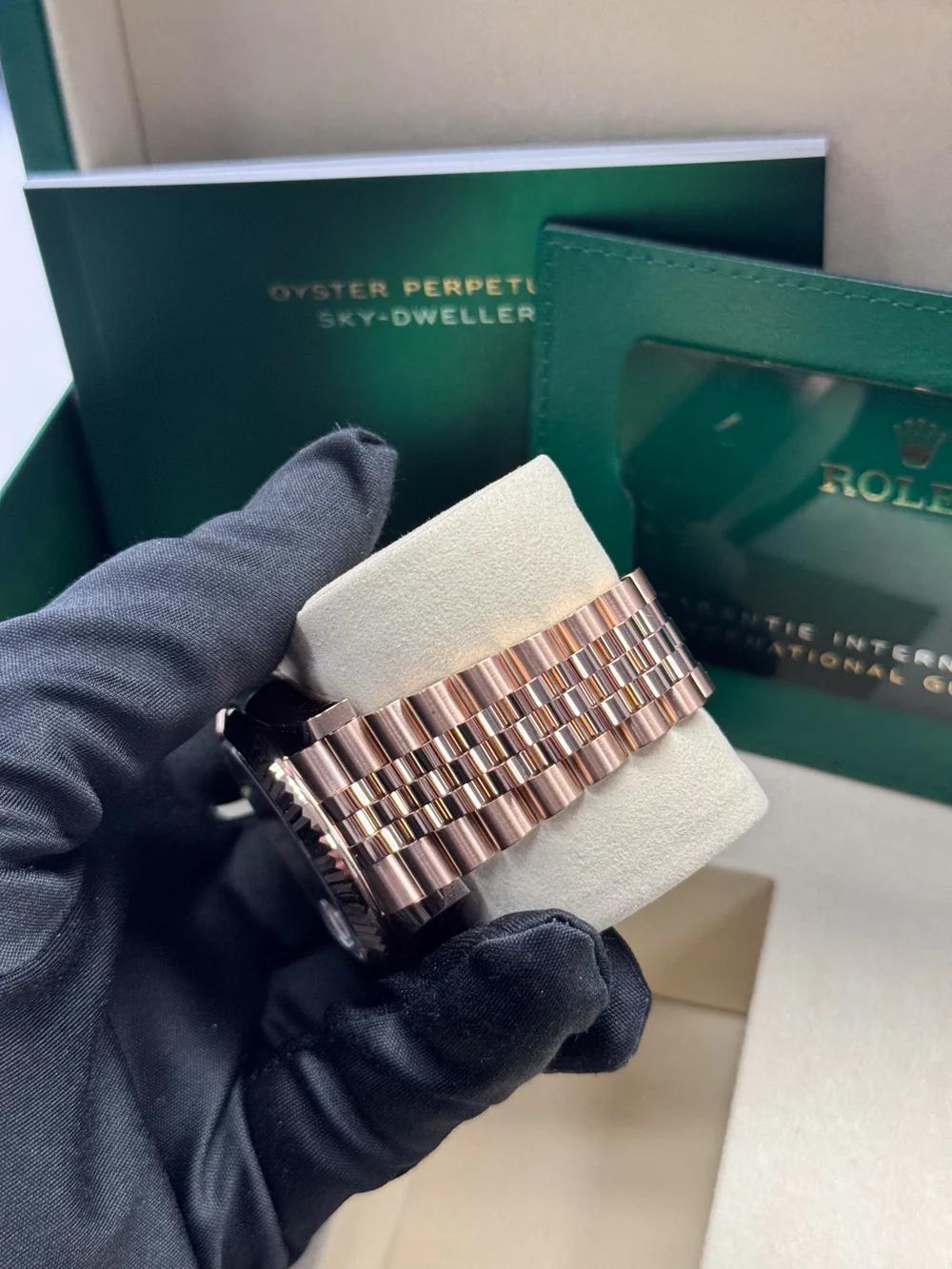 Rolex Sky-Dweller 42mm Rose Gold Chocolate Dial Jubilee Bracelet 336935