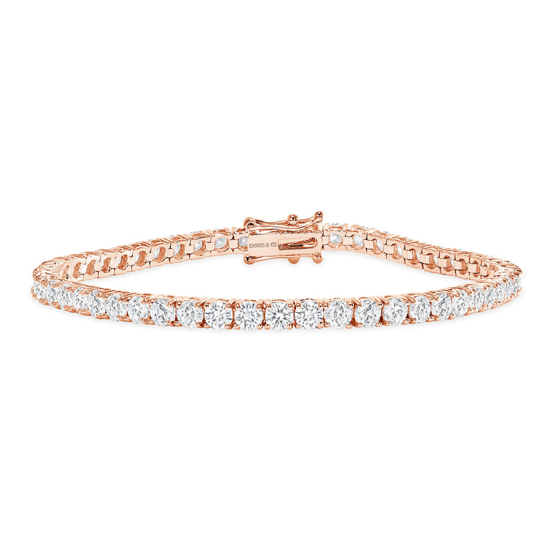 Rose Gold Diamond Tennis Bracelet - Round Diamonds