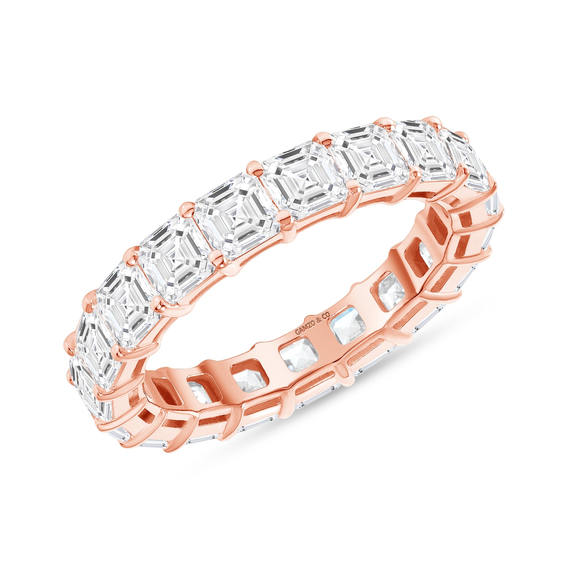  Rose Gold Asscher Cut Diamond Eternity Band