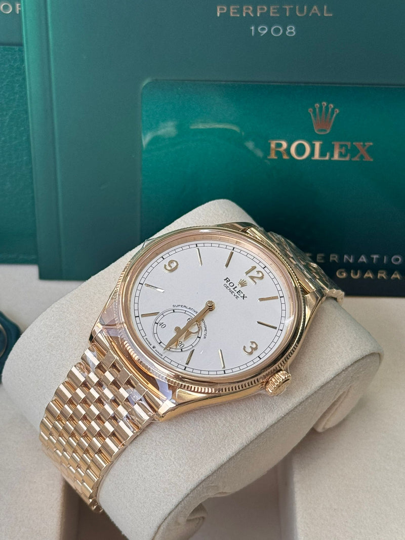 Rolex 1908 Yellow Gold White Dial Settimo Bracelet - 52508 - New 2025
