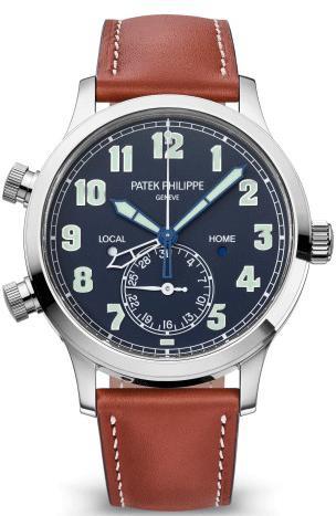 Patek Philippe Calatrava Pilot Travel Time 42mm Blue Dial - 5524G-001