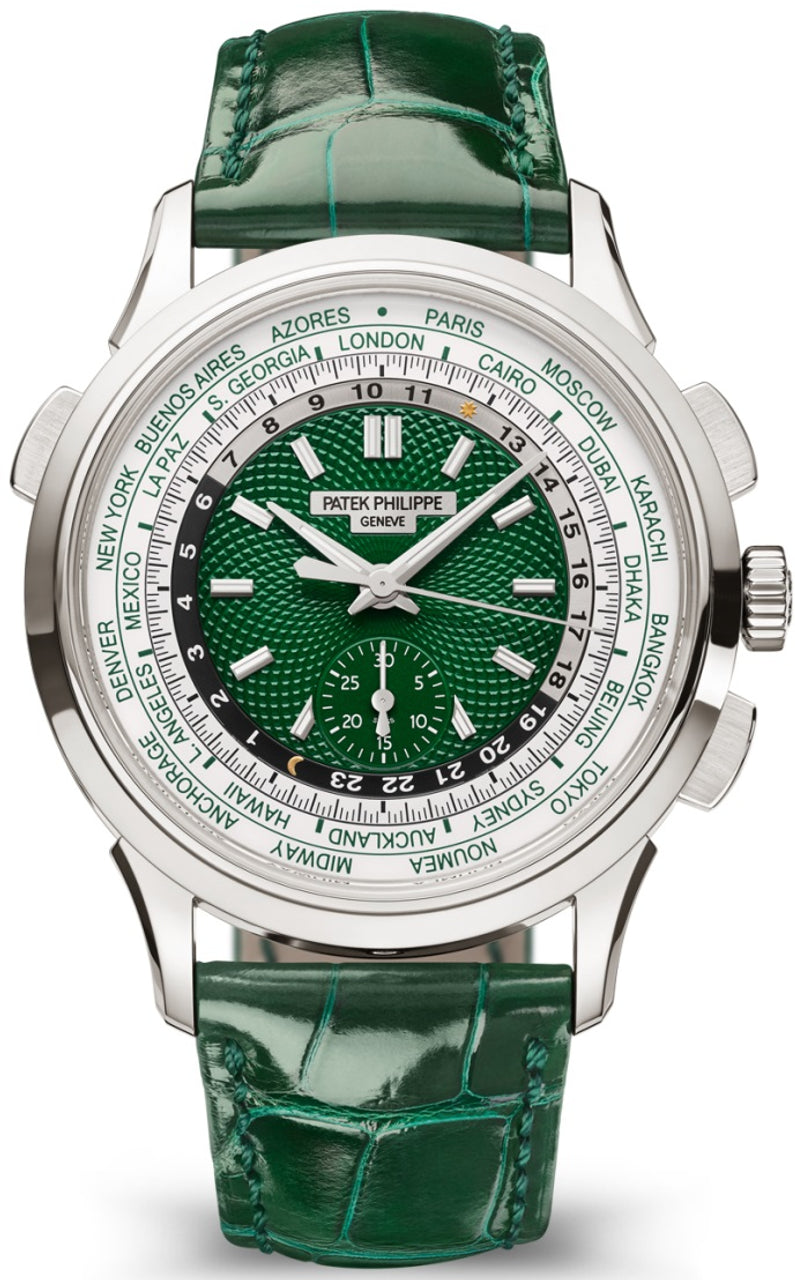 Patek Philippe Complications Flyback Chronograph World Time Platinum Green Dial 5930P-001 - New 2024