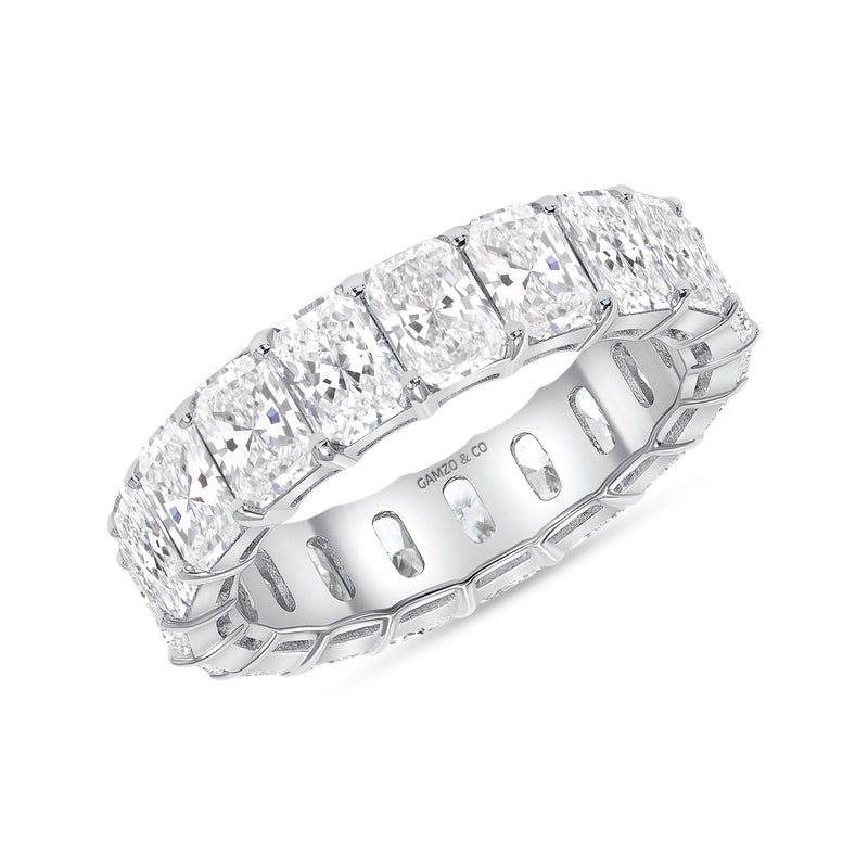 White Gold Radiant Cut Diamond Eternity Band