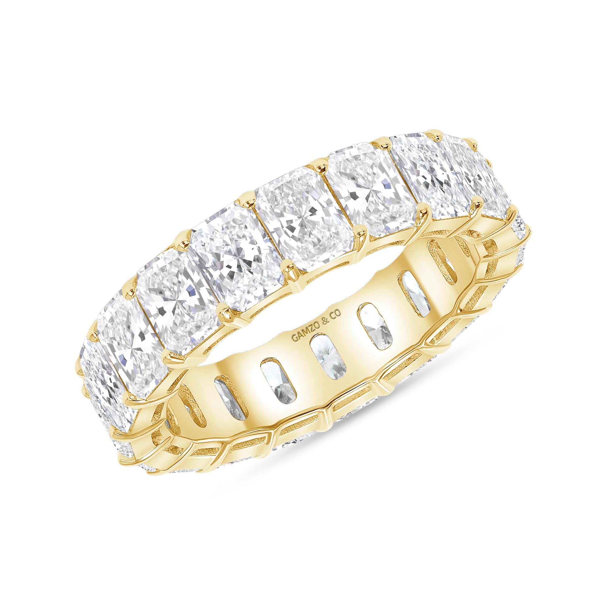 Yellow Gold Radiant Cut Diamond Eternity Band