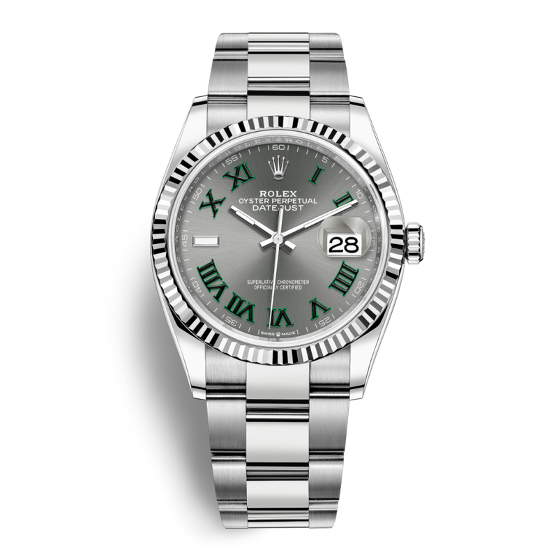 Rolex Datejust 36mm Fluted Bezel "Wimbledon" Roman Dial Oyster - 126234 - New 2024