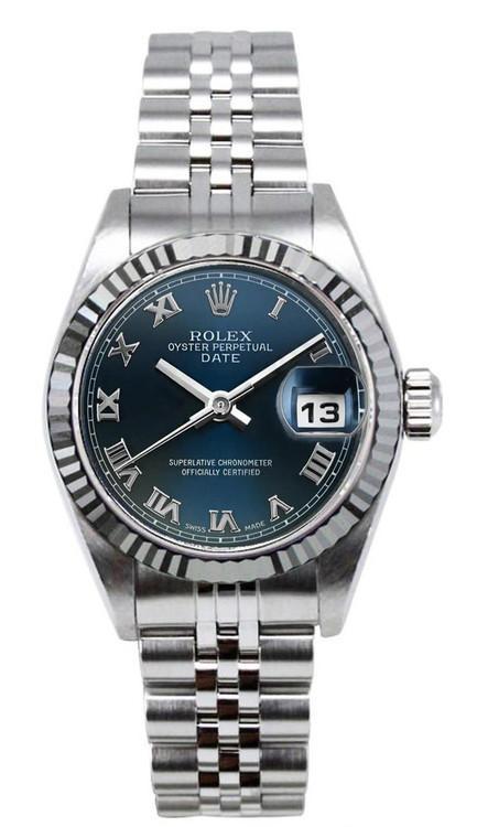 Rolex Women's Datejust Stainless Steel 26mm Blue Roman Dial