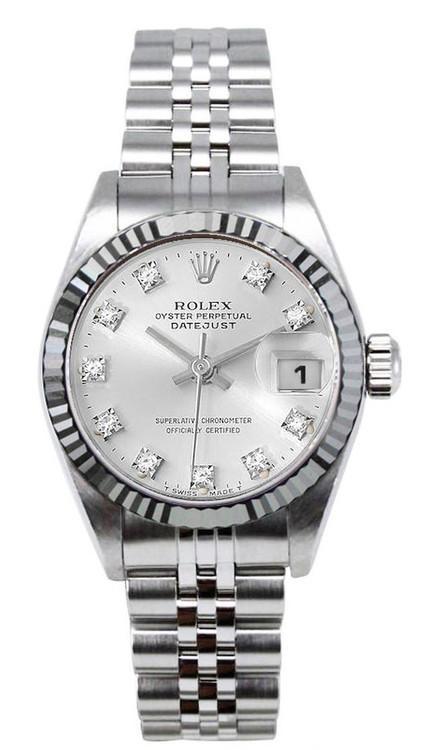 Rolex Women's Datejust Stainless Steel 26mm Silver Diamond Dial