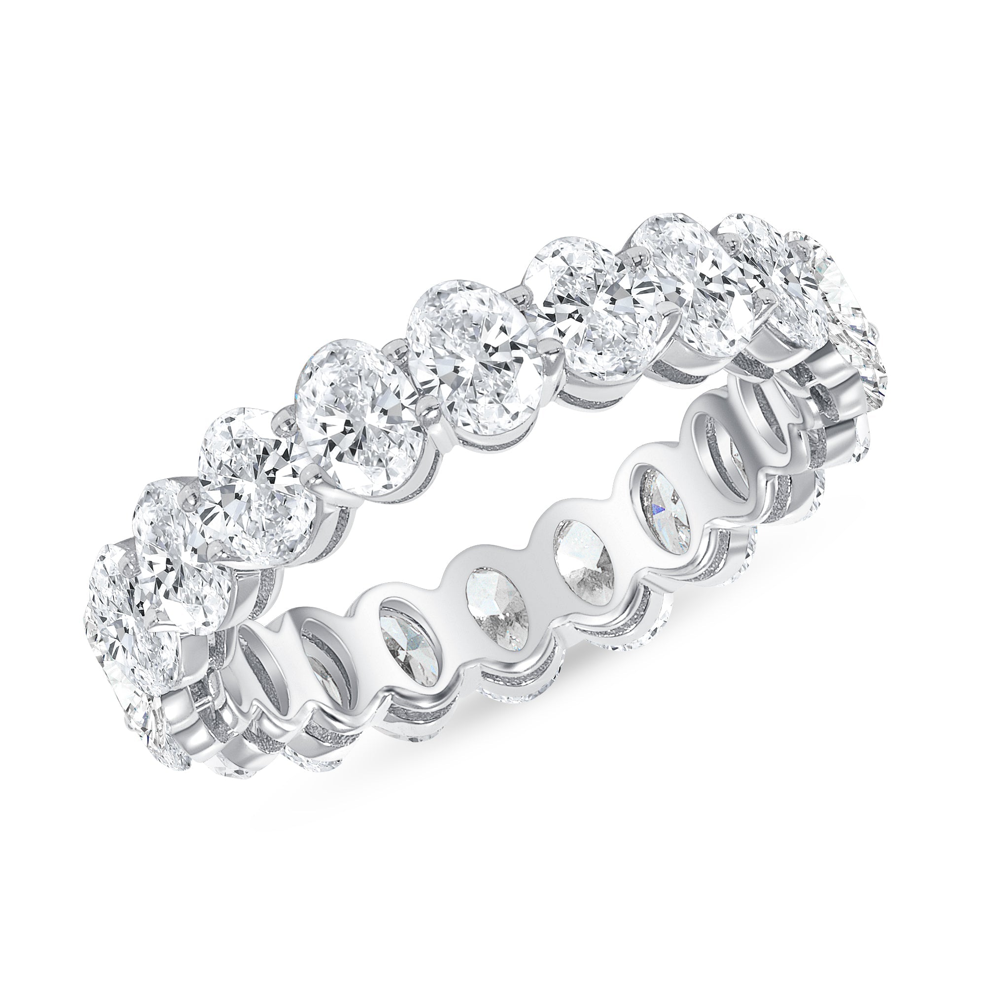 White Gold Oval Cut Diamond Eternity Band