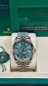 Annual Calendar and Dual Time Zone Display – Sky-Dweller Green Dial Close-Up