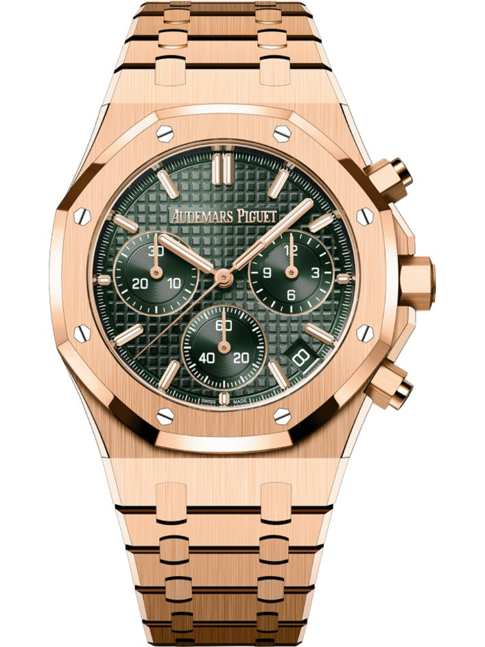 Audemars Piguet Mens Royal Oak Rose Gold Green Chrono Dial 26240OR.OO.1320OR.08