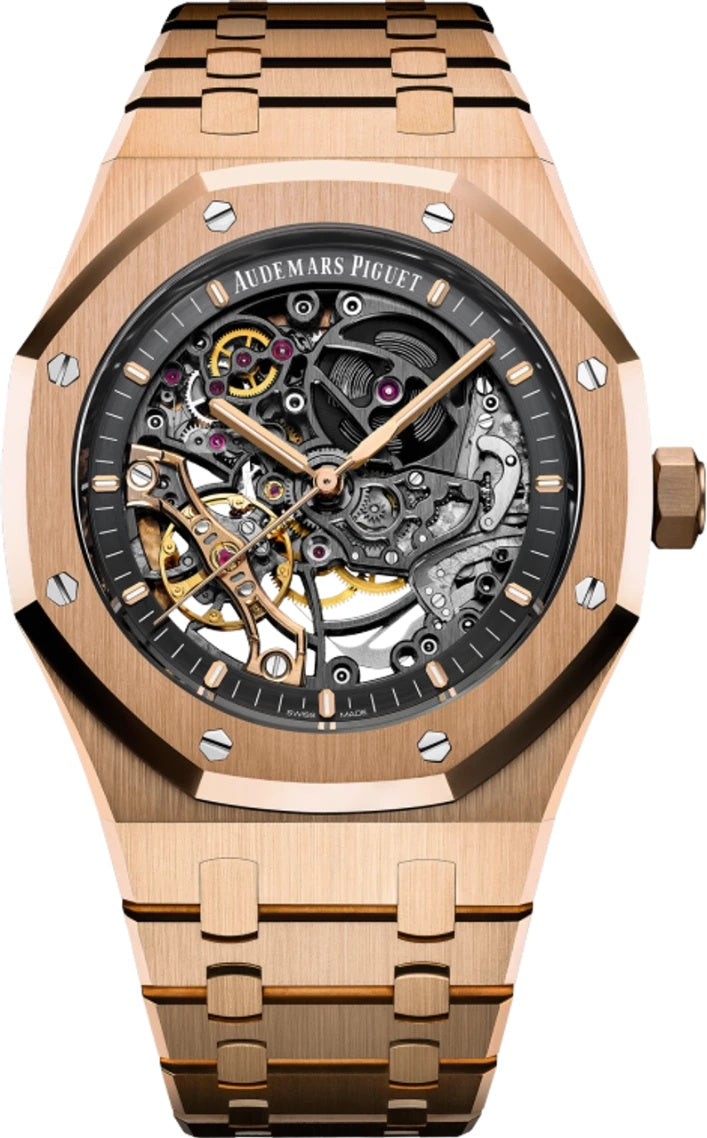 Audemars Piguet Mens Royal Oak Rose Gold Skeleton Dial 15407OR.OO.1220OR.01