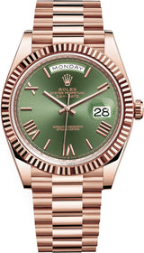 Rolex Day-Date "President" 40mm Everose Gold Green Roman Dial - 228235 - Brand New 2024