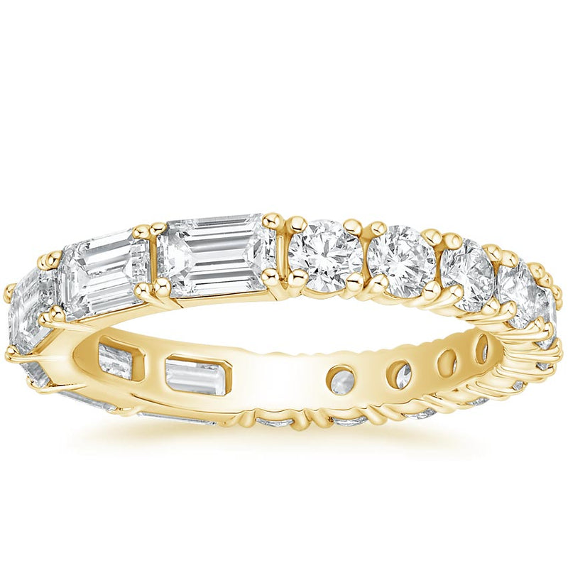 Half Round Half Emerald Lab Grown Diamond Eternity Band