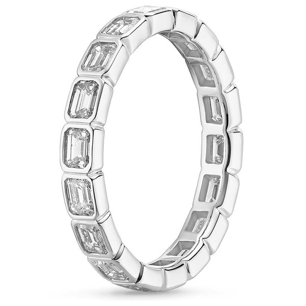 Emerald Cut Lab Grown Diamond Full Eternity Band - Bezel Set