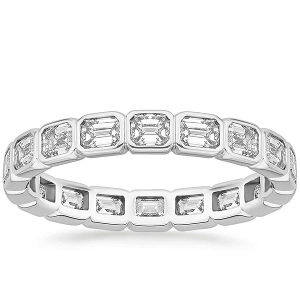 Emerald Cut Lab Grown Diamond Full Eternity Band - Bezel Set