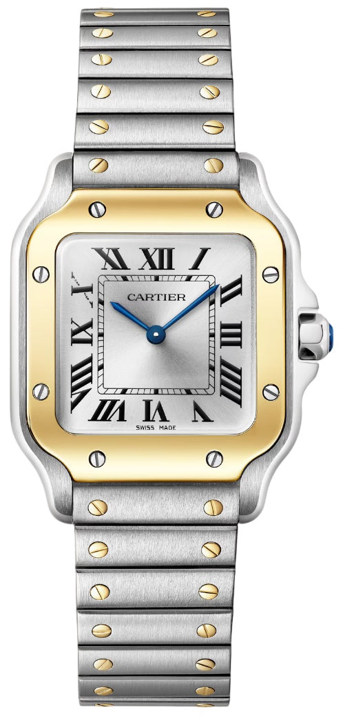 Cartier Santos Small Two-Tone Yellow Gold Silver Sunray Dial - W2SA0033