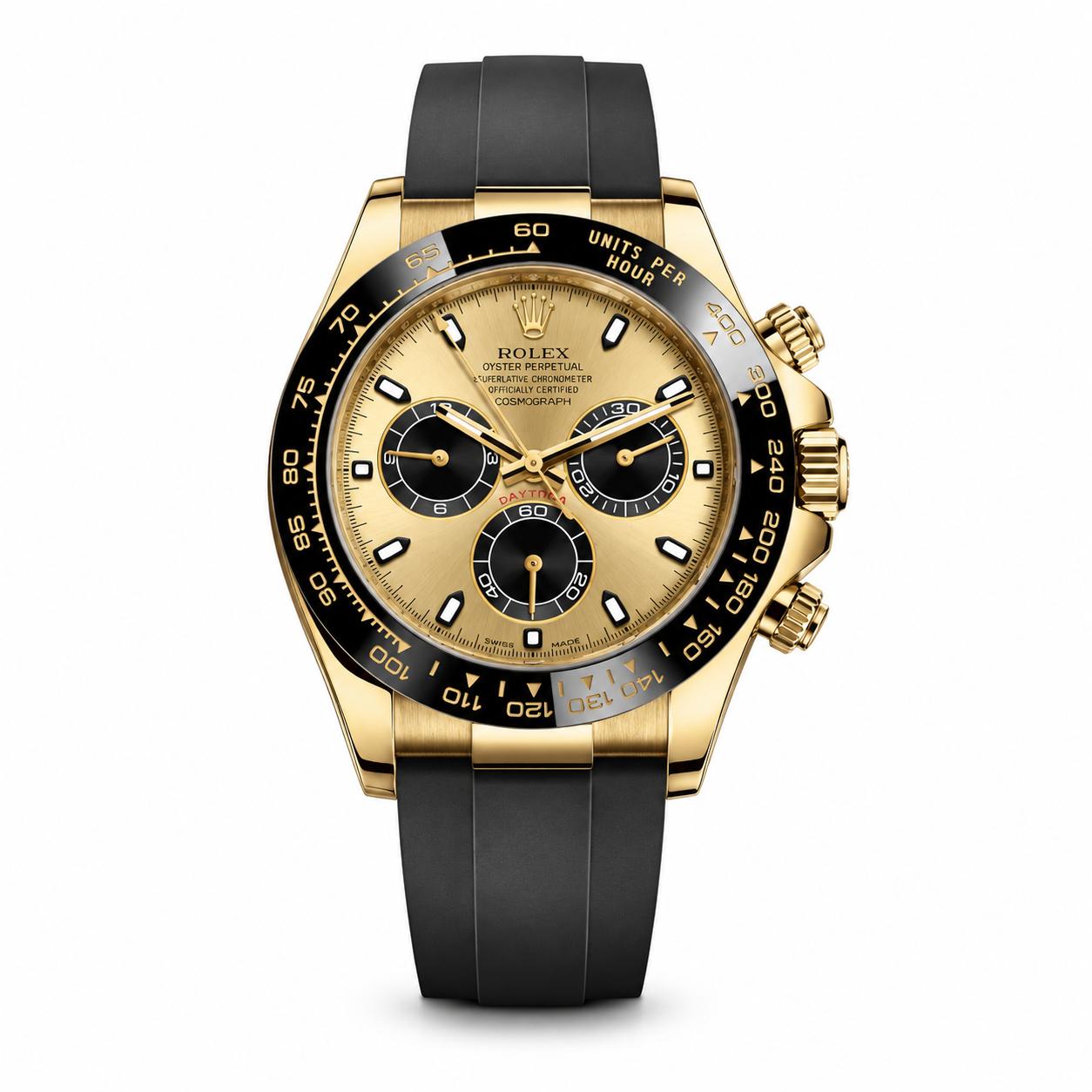 Rolex Daytona Yellow Gold "Pikachu" Champagne Dial Oysterflex 116518LN