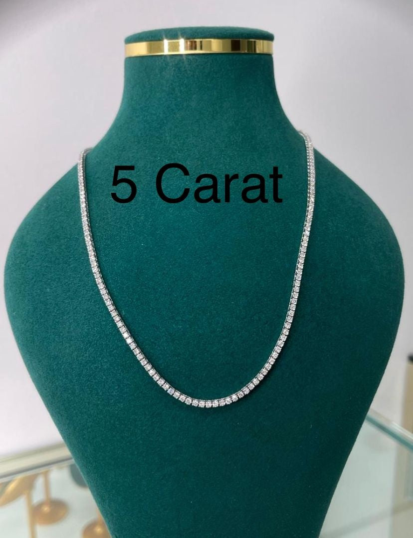 Classic Diamond Tennis Necklace - Round Natural Diamonds