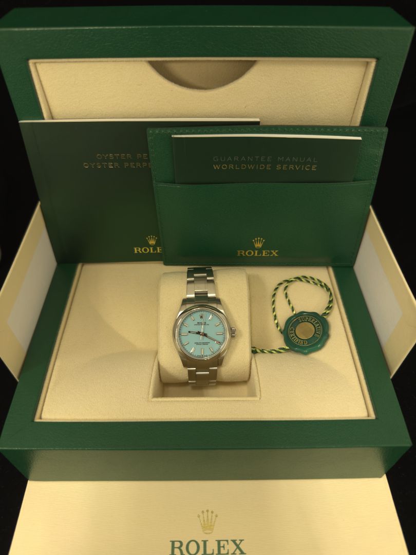Rolex Oyster Perpetual 31mm Turquoise Blue Dial Oyster Bracelet – 2772