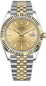 Rolex Datejust 41mm Two-Tone Yellow Gold Fluted Bezel Champagne Index Dial Jubilee - 126333 - Brand New 2024