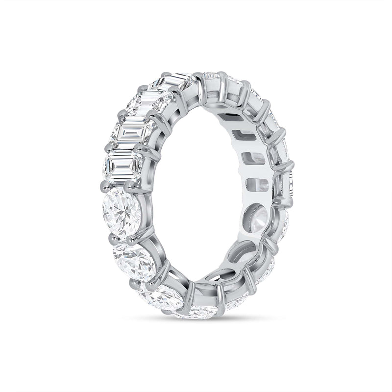 Half Round Half Emerald Lab Grown Diamond Eternity Band