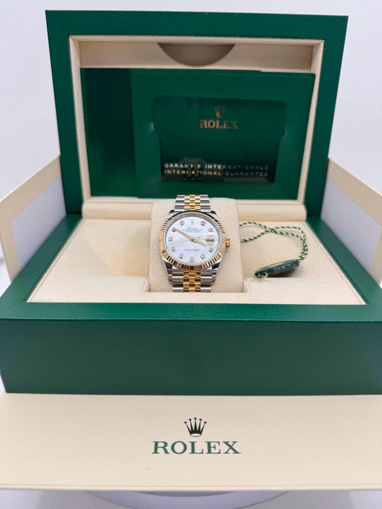 Rolex Lady Datejust 31mm Silver Diamond Dial Fluted Two-Tone Jubilee - 278273 - New 2024