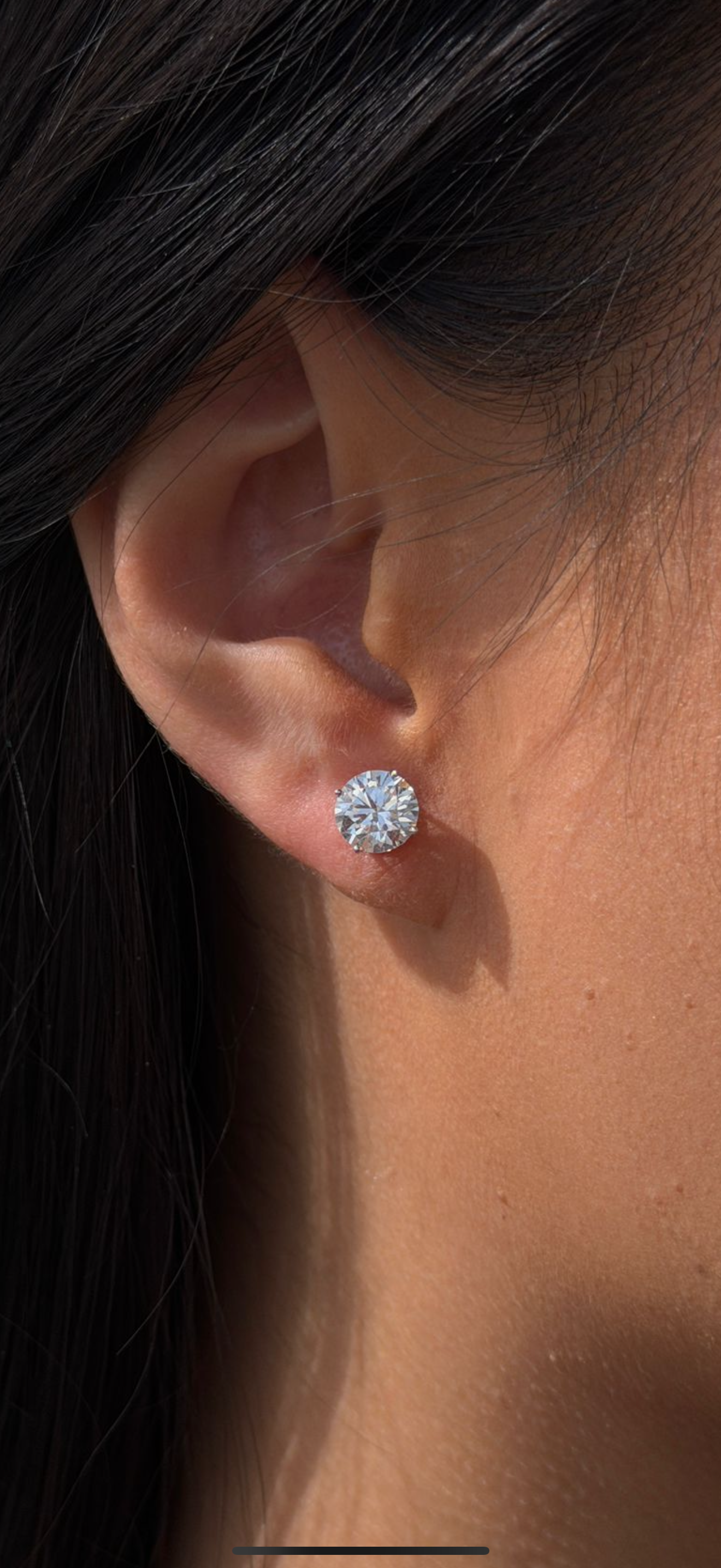 Lab Grown Round Diamond Stud Earrings -  4 Prong Push Back and Screw Back Martini Setting
