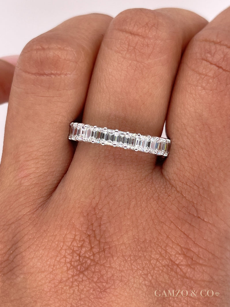 Emerald Cut Lab Grown Diamond - Full Eternity Band