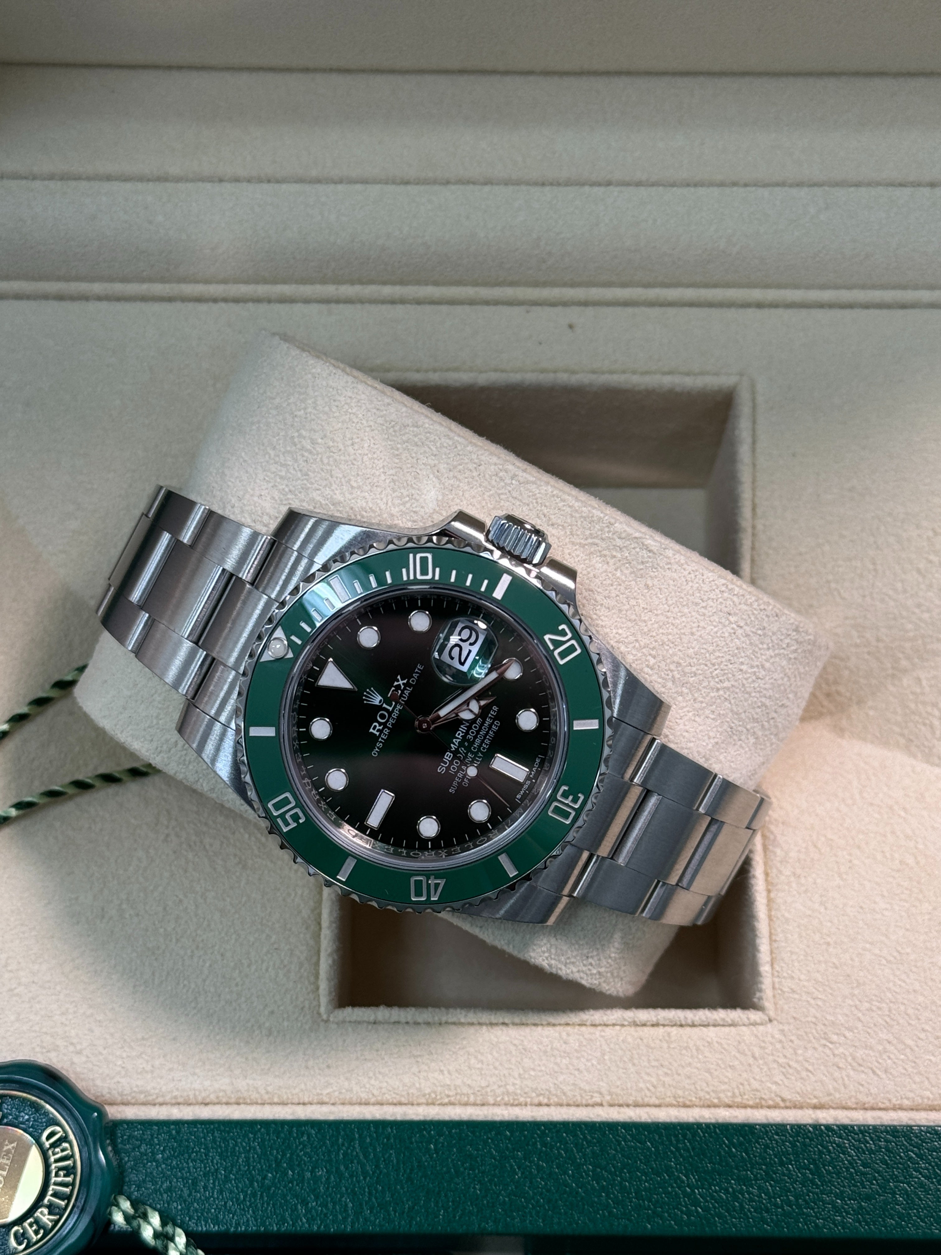 Rolex Submariner "Hulk" 40mm Stainless Steel Green Dial Green Bezel  - 116610LV - Mint 2018