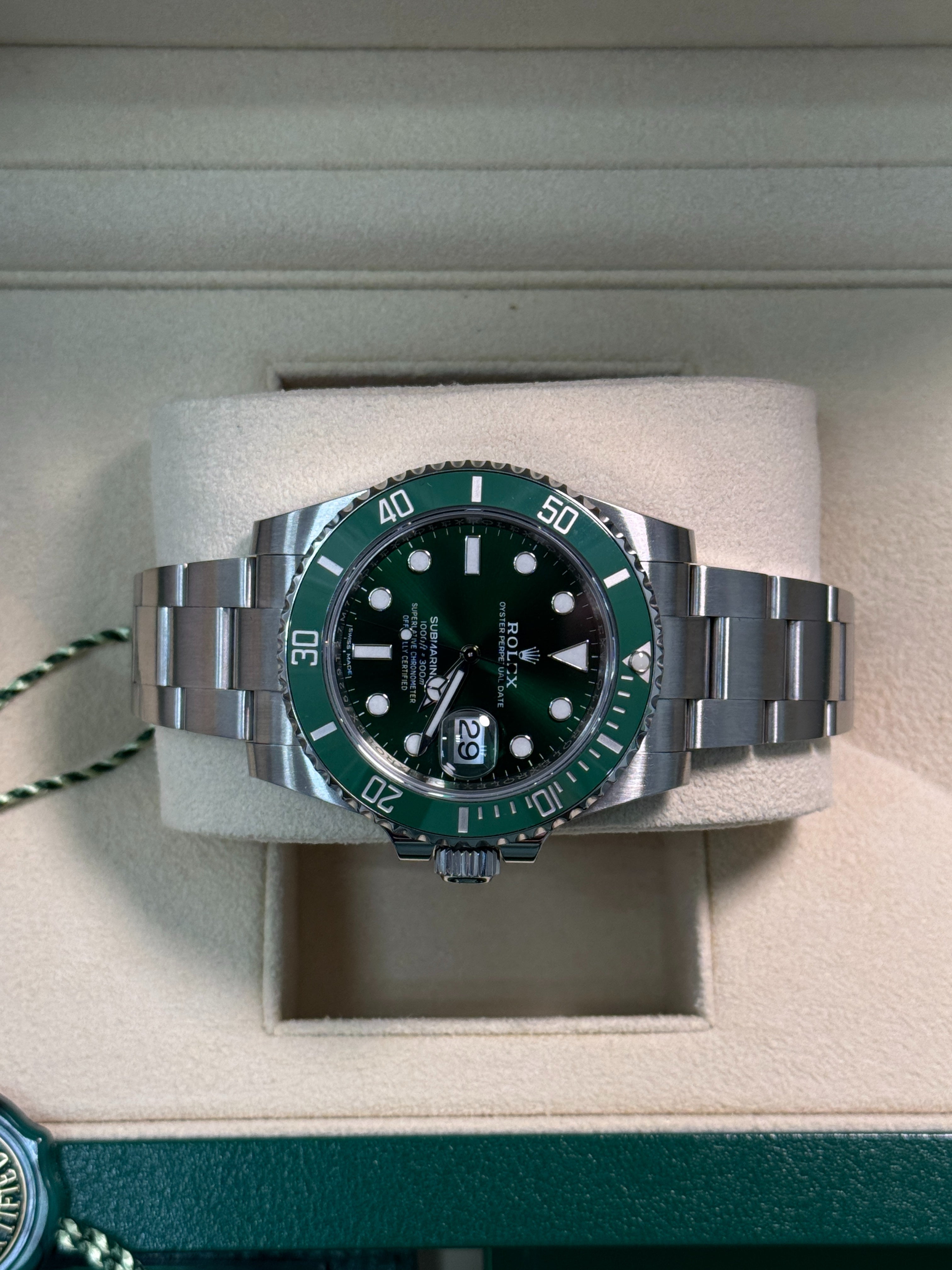 Rolex Submariner "Hulk" 40mm Stainless Steel Green Dial Green Bezel  - 116610LV - Mint 2018
