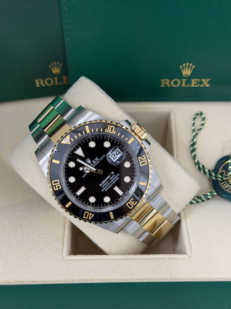 Rolex Submariner 41mm Two-Tone Yellow Gold Black Dial Black Bezel - 126613LN - New 2025