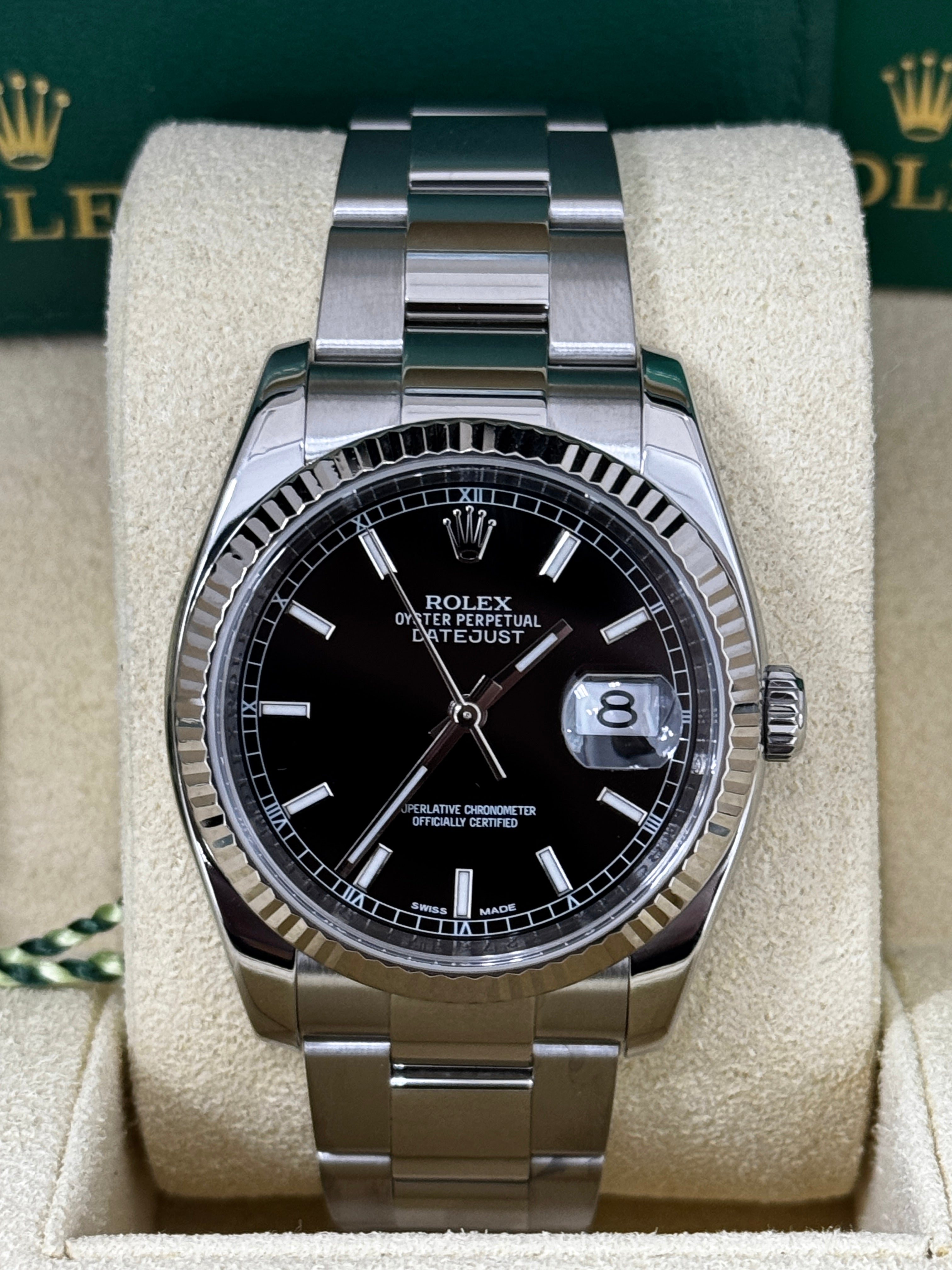 Rolex Datejust 36mm Black Index Dial Fluted Bezel Oyster Bracelet 126234 – New 2025
