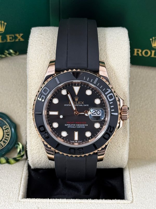 Rolex Yacht-Master 40mm Everose Black Dial Oysterflex - 126655 - New 2024