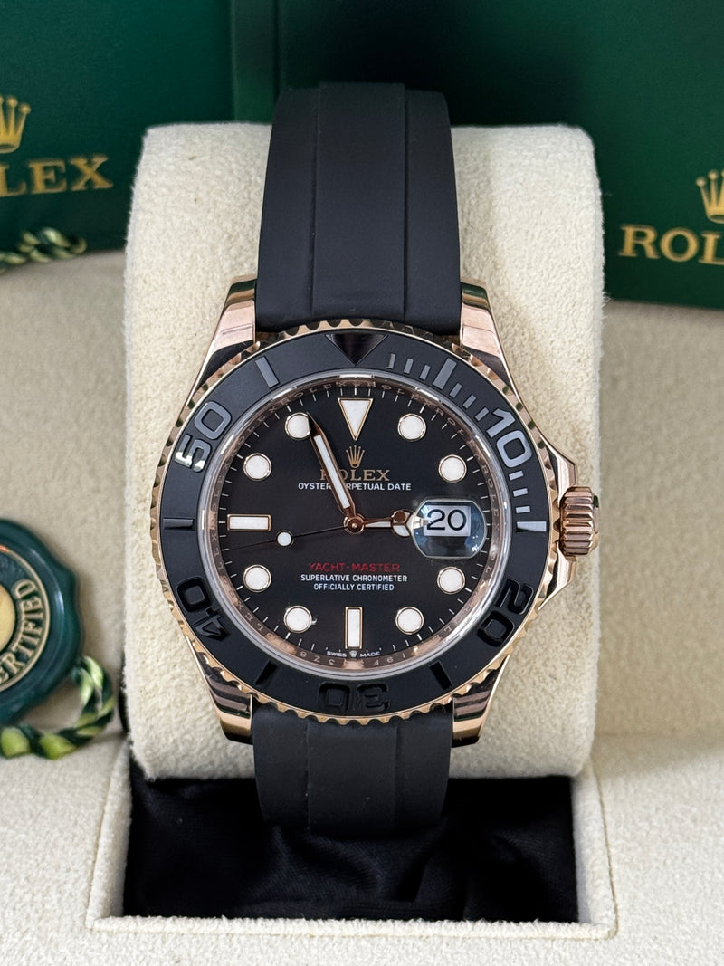 Rolex Yacht-Master 40mm Everose Black Dial Oysterflex - 126655 - New 2025