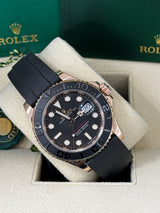 Rolex Yacht-Master 40mm Everose Black Dial Oysterflex - 126655 - New 2024