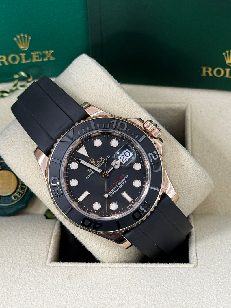 Rolex Yacht-Master 40mm Everose Black Dial Oysterflex - 126655 - New 2024